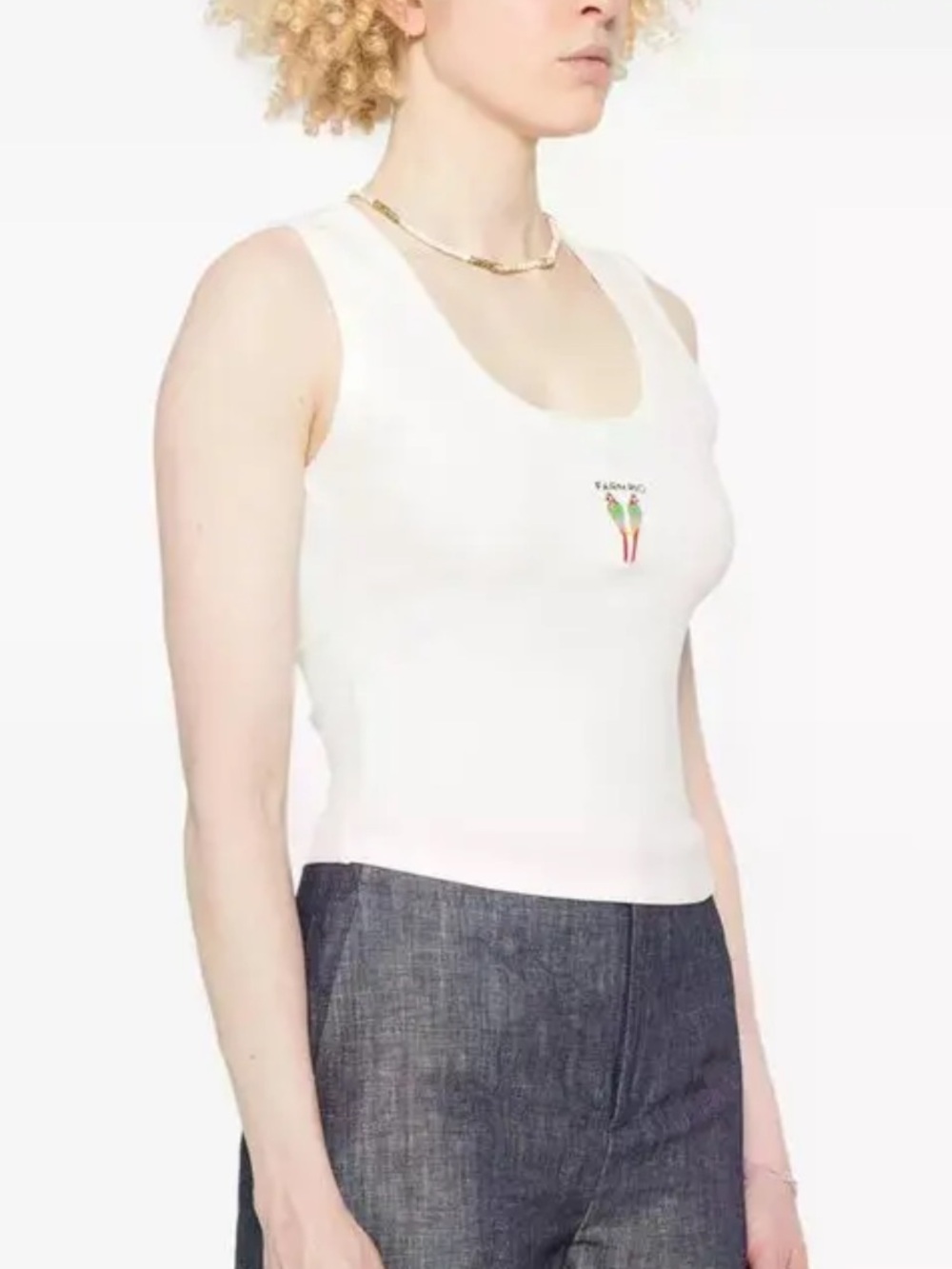 Farm Rio Embroidered White Tank - Picture 2 of 3
